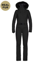 Women's overall Goldbergh Parry Real Fur Black