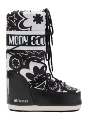 Dámské boty Moon Boot Icon Flower-NA02 Black/White