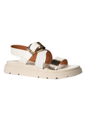 Nis MIRANDA/1 Sandalo Pelle/Fibbia Off-White/Oro