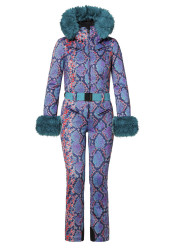 Dámska kombinéza Goldbergh Zafira Ski Suit Faux Border Snake Turchese