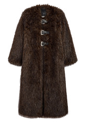 APPARIS Nolwen Fox Maxi Coat Dark Brown