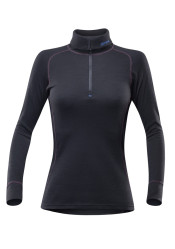 Dámske termo tričko DEVOLD DUO ACTIVE  ZIP NECK BLK