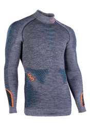 UYN Man Ambityon Uw Shirt Lg_Sl. Melange Turtleneck Black Melange/Atlantic/Orange Shiny