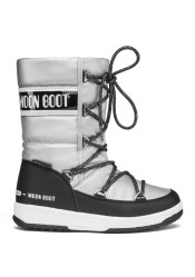 Detské zimné topánky MOON BOOT JR GIRL Quilted WP silver / black