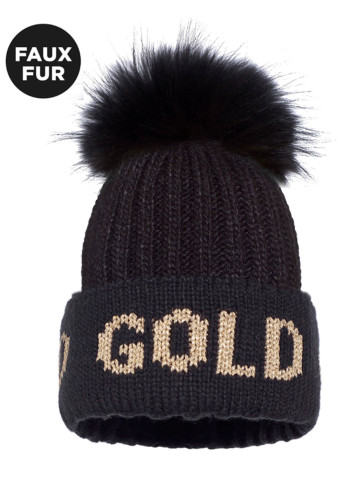 Goldbergh Hodd beanie faux pom black/gold