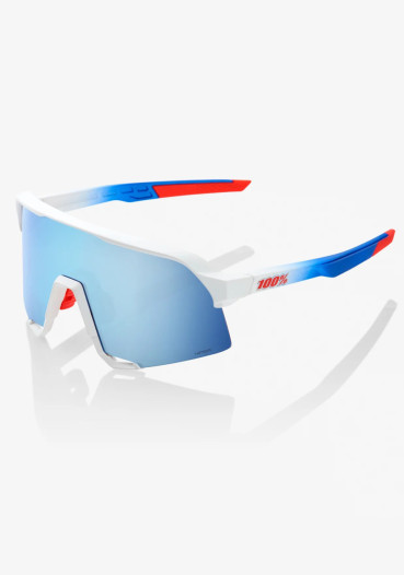detail 100% S3 - TotalEnergies Team Matte White / Metallic Blue - HiPER Blue Multilayer Mirror Lens
