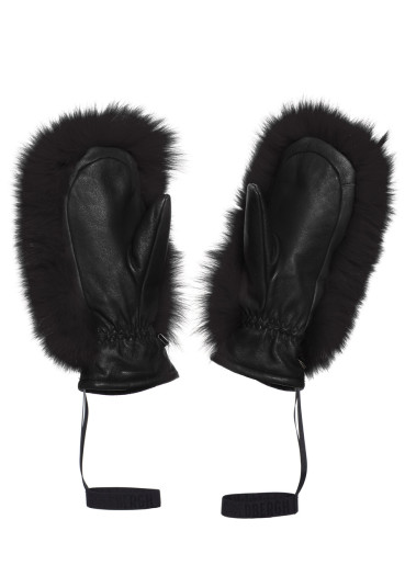 detail Dámske rukavice Goldbergh Hando Mittens Real Raccoon Fur Black