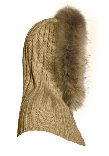 detail Dámsky šál Goldbergh Noami Hooded Scarf Real Raccoon Fur Latte
