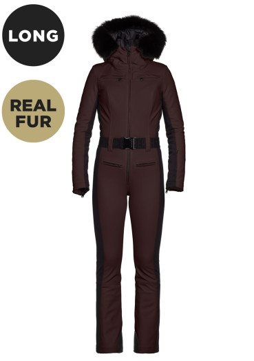 detail Goldbergh Parry LONG Ski Jumpsuit Real Border Dark Brown