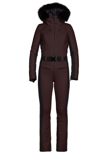 detail Goldbergh Parry LONG Ski Jumpsuit Real Border Dark Brown