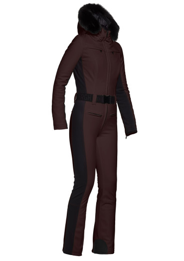 detail Goldbergh Parry LONG Ski Jumpsuit Real Border Dark Brown