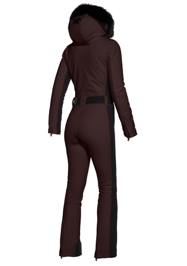 detail Goldbergh Parry LONG Ski Jumpsuit Real Border Dark Brown