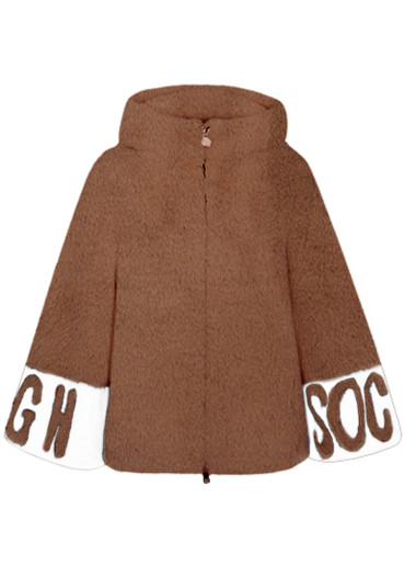 detail High Society Eden faux fur jacket 8000 camel/white