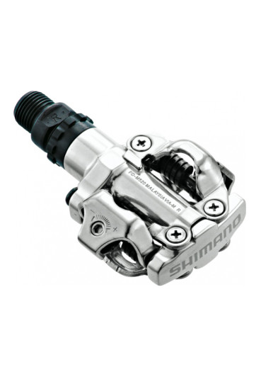 detail Shimano PD-M520 stříbrné, pedály nášlapné