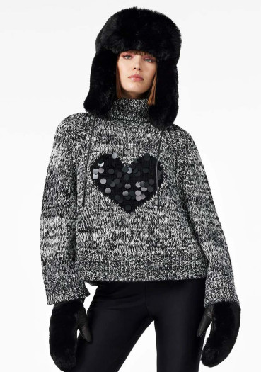 detail Dámsky sveter Goldbergh Aimee Long Sleeve Knit Sweater Black/Cream