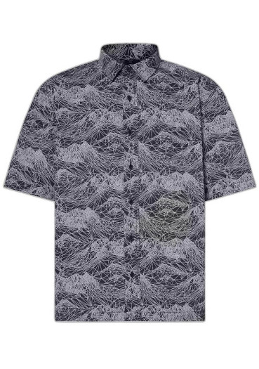 detail Pánska košeľa Oakley Outdoor Printed Shirt Aop Mountain Black Cement 0B5