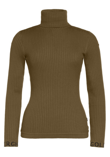 detail Dámsky rolák Goldbergh Mira Long Sleeve Knit Sweater Dark Olive