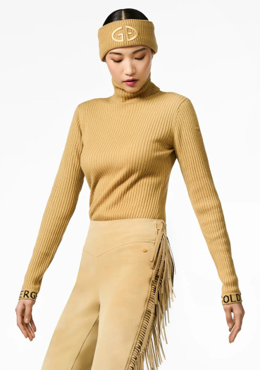 detail Dámsky rolák Goldbergh Mira Long Sleeve Knit Sweater Caramello