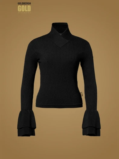 detail Dámsky sveter Goldbergh Fiori Long Sleeve Knit Sweater Black