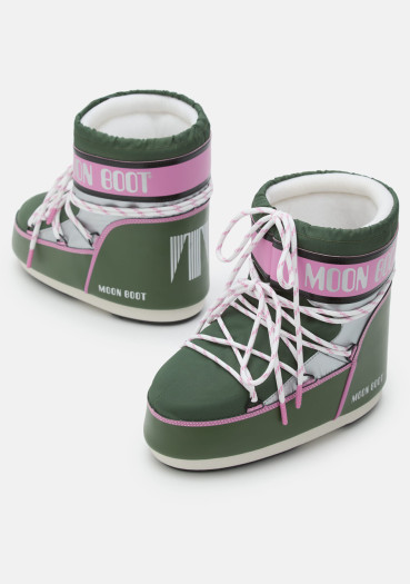 detail Dámske snehule Moon Boot Icon Low Space Racing-GH01 Forest Green/Silver/Pink