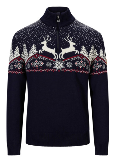 detail Pánsky sveter Dale of Norway Dale Christmas Mask Sweater Navy Offwhite Redrose