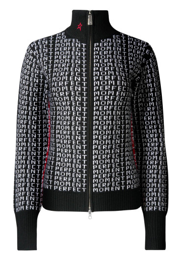 detail Dámsky sveter Perfect Moment Repeat Zip Through Knit Black/White