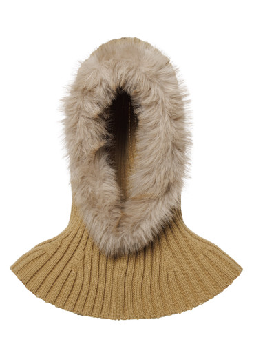 detail Kapucňa s kožuchom Goldbergh Naomi Hooded Scarf Faux Border Caramello