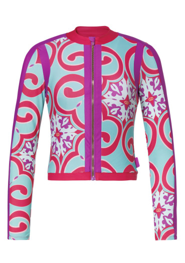 detail Dámsky top Goldbergh Rafaella Long Sleeve Zip Rashguard Turchese