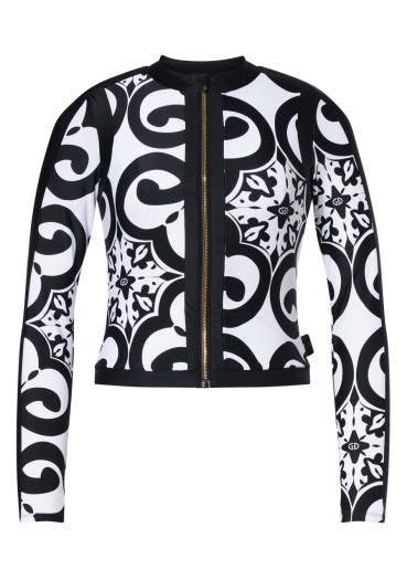 detail Goldbergh Rafaella Long Sleeve Zip Rashguard Black/White