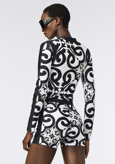 detail Dámsky top Goldbergh Rafaella Long Sleeve Zip Rashguard Black/White