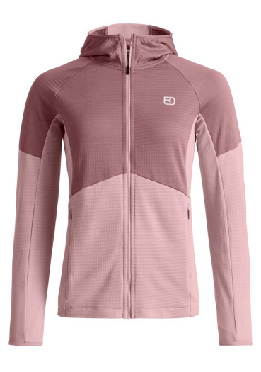 detail Dámska mikina Ortovox Fleece Light Grid Hoody W Dawn Rose