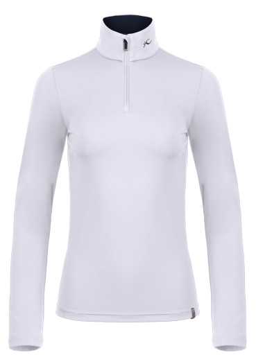 detail Dámsky rolák Kjus Women Feel Midlayer Half-Zip, White/KJUS Navy