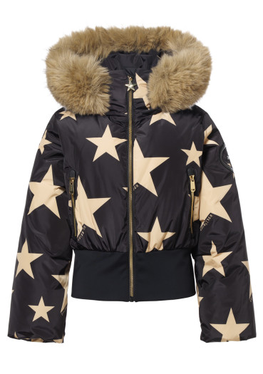detail Dámska bunda Goldbergh Shinnen Ski Jacket Faux Border Black/Gold