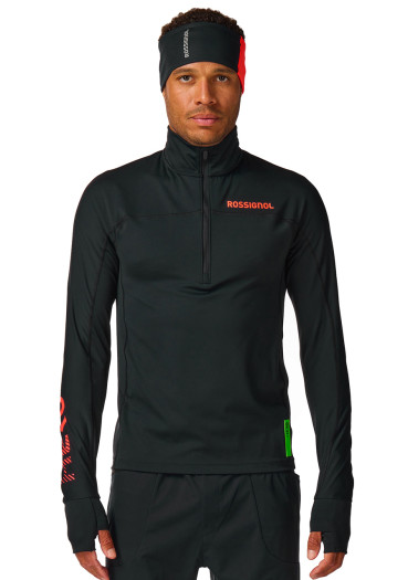 detail Rossignol M HERO HALF ZIP FIRST LAYER-BLACK
