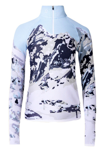 detail Perfect Moment 1/4 Zip Jacquard Baselayer Top 2241 Landscape/Blue
