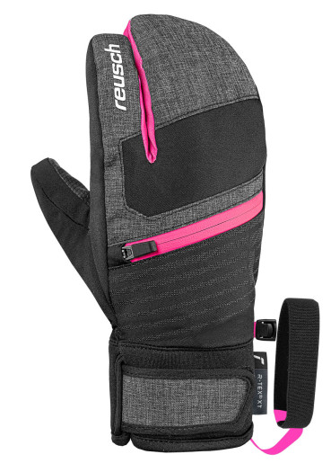 detail Detské lyžiarske rukavice Reusch Leo R-TEX XT Junior Lobster 7771 Black/Black Melange/Pink Glo