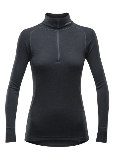 detail Dámske funkčné tričko DEVOLD DUO ACTIVE W ZIP NECK Black