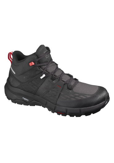 detail Pánske turistické topánky Salomon ODYSSEY MID GTX – Black / Shale / High Risk Red