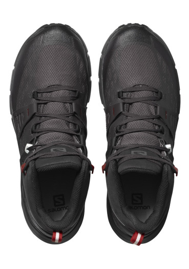 detail Pánske turistické topánky Salomon ODYSSEY MID GTX – Black / Shale / High Risk Red