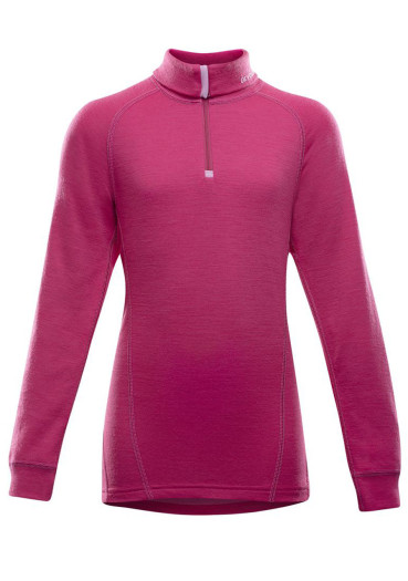 detail Detské tričko DEVOLD DUO ACTIVE JUNIOR ZIP NECK CERISE