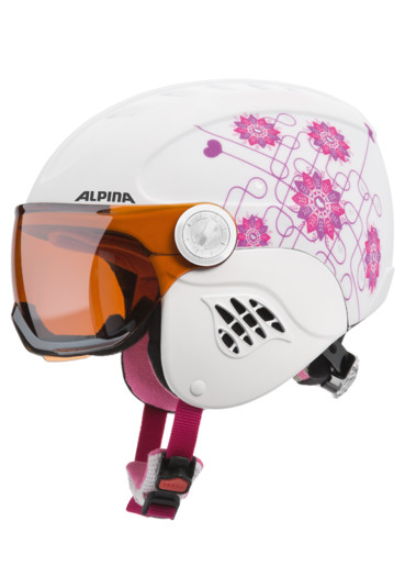 detail Detská lyžiarska prilba Alpina Carat Visor Whi / Pin
