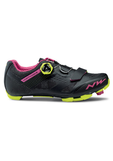 detail Dámské cyklo tretry Northwave Razer Wmn Black/Fuch./Yel.Flu