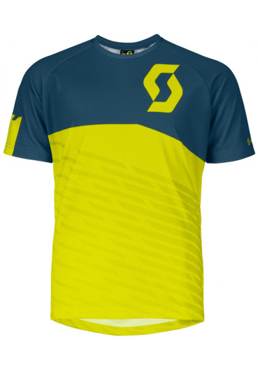 detail Detský cyklistický dres Scott Shirt Jr Trail 10 S/SL Sulphur Yellow / Luminous Blue
