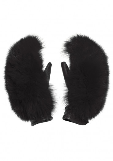 detail Dámske rukavice Goldbergh Hando Mittens Real Raccoon Fur Black