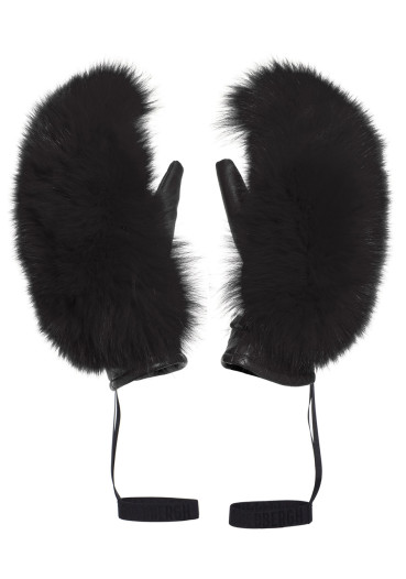 detail Dámske rukavice Goldbergh Hando Mittens Real Raccoon Fur Black