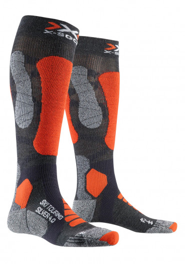 detail X-Socks® Ski Touring Silver 4.0 Anthracite Melange/Orange Fluo