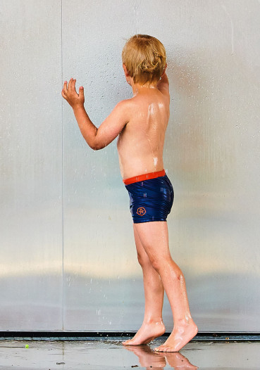 detail Chlapčenské plavky Color Kids Erland swim trunks AOP 40+ Orange